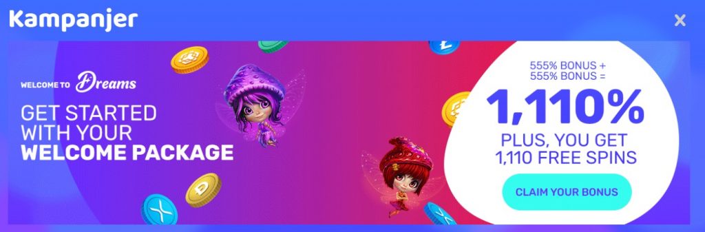 valkomstbonus i dreams casino